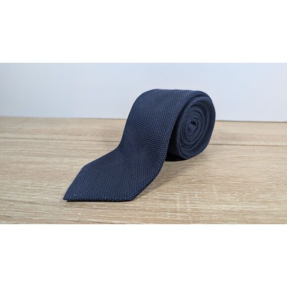 Egara Men’s Navy Blue Textured Tie – Polyester Cotton Blend - Picture 1 of 3